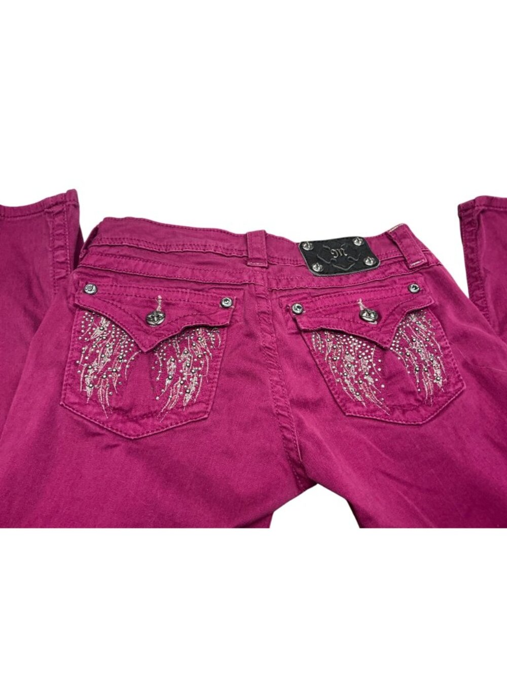Miss Me Pink Embellished Flap Pocket Skinny Jeans Women’s SizE 28 - Picture 2 of 5
